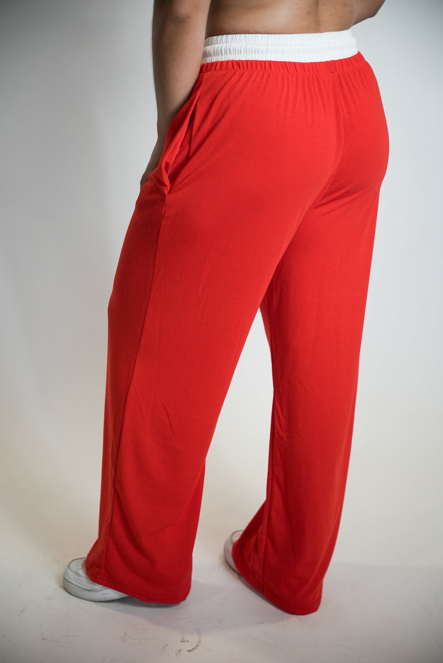 Hi-Fi Double Waisted Pants - Red