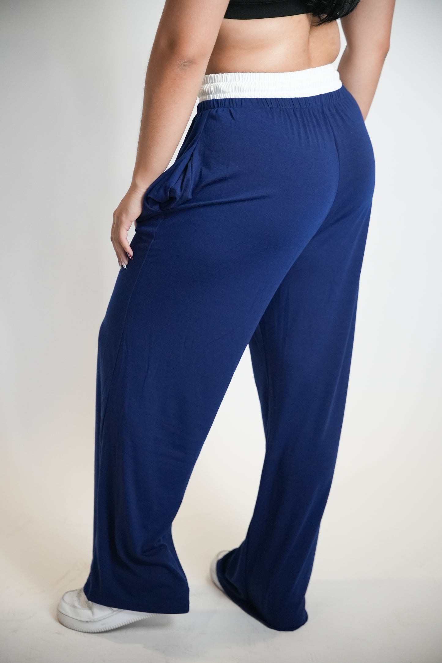 Hi-Fi Double Waisted Pants - Navy