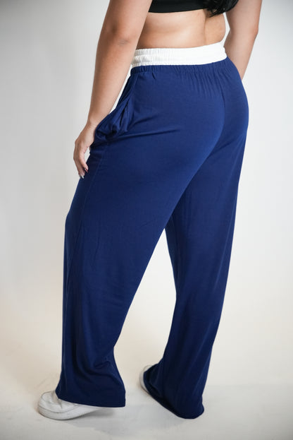 Hi-Fi Double Waisted Pants - Navy