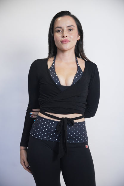 Swan Wrap Top - Black