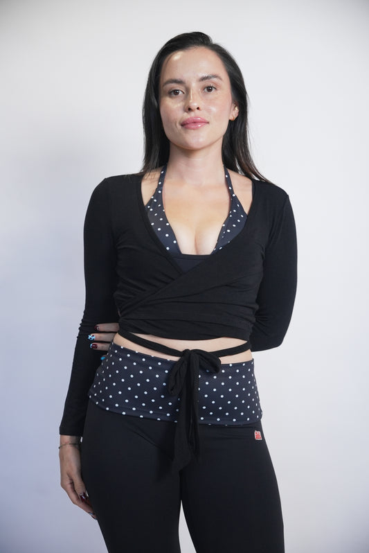 Swan Wrap Top - Black