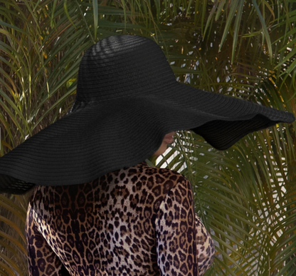 Maldives - Oversized Beach Hat - Black
