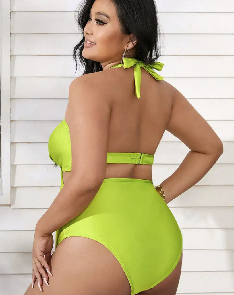 Palm Beach Twisted Back Hook Plus Size One Piece Swimsuit