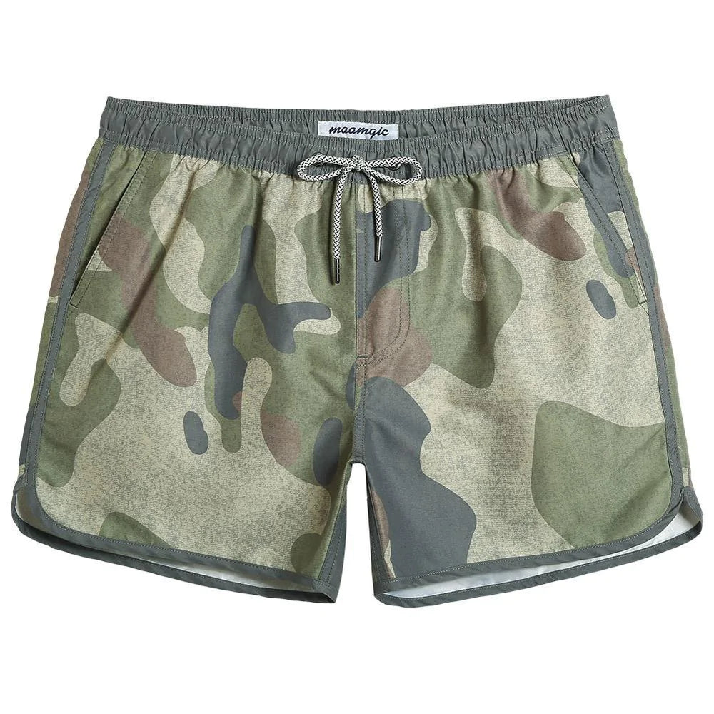 4.5 Inch Inseam Vintage Camo Swim Trunks