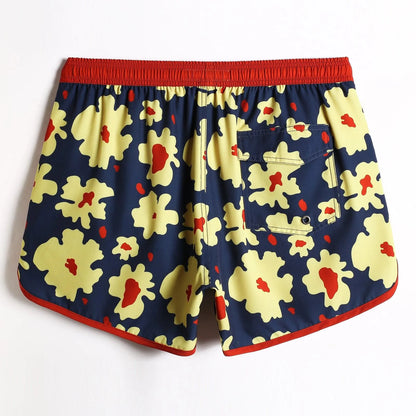 4.5 Inch Inseam Vintage Stretch Omelette Flower Swim Trunks