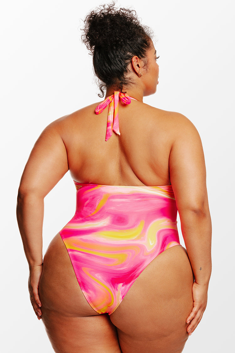 Swirlfriend Strappy Halter Plus Size One Piece Swimsuit