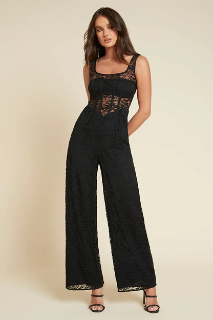 Mae Lace Jumpsuit- Black