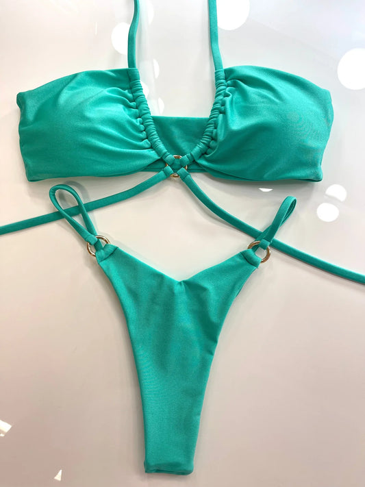 ADELE RING THONG BOTTOM -TEAL by Berry Beachy